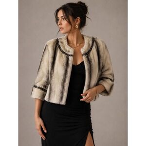 Terry Lewis Vintage Faux Fur Mob Wife Preppy Quiet Luxury Swing Jacket M